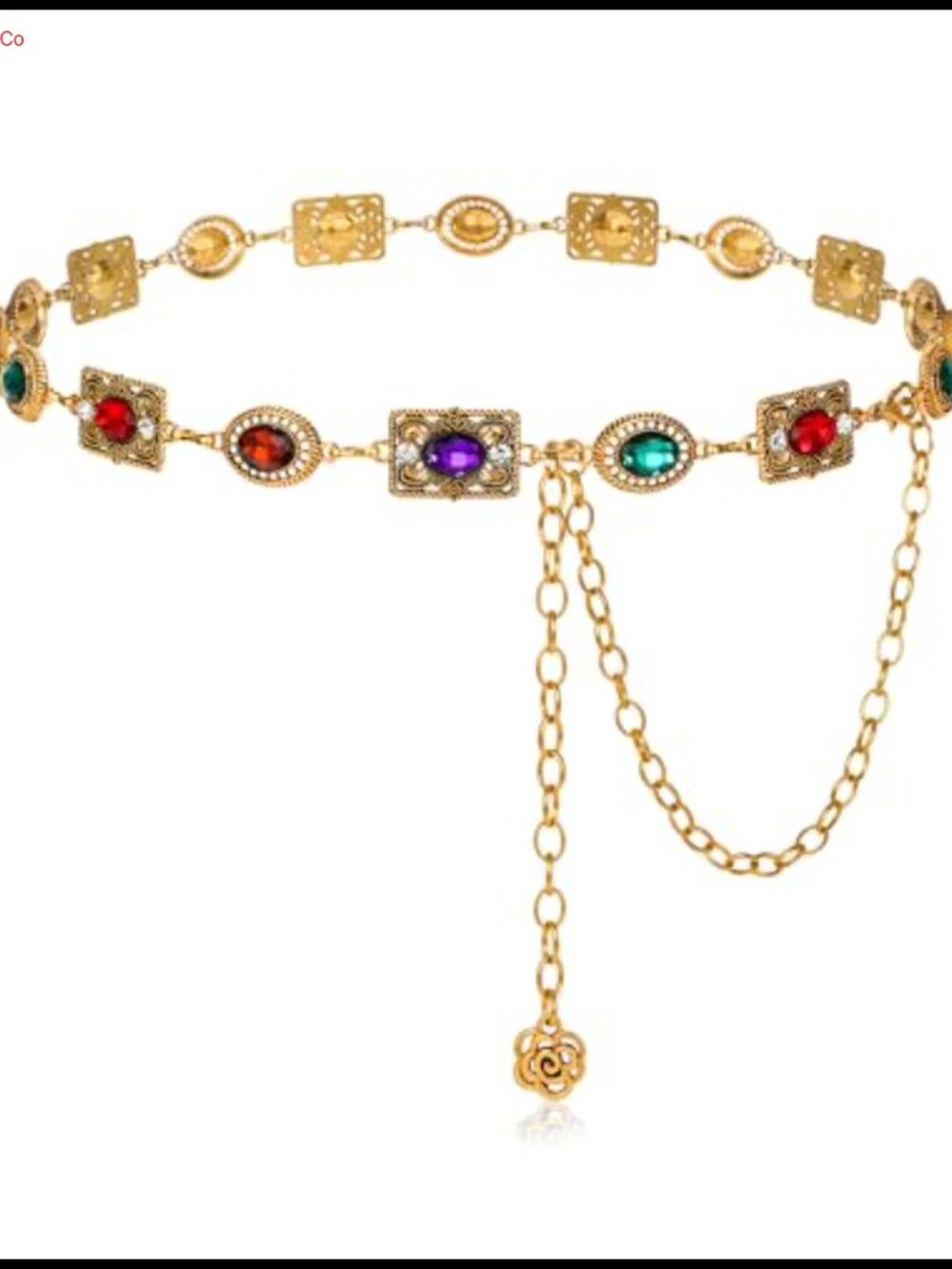 Western Concho Chain Belt Cowgirl Metal Gems Waist Chain Adjustable for Jeans